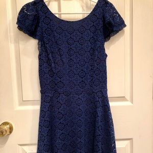 Blue lace off the shoulder dress